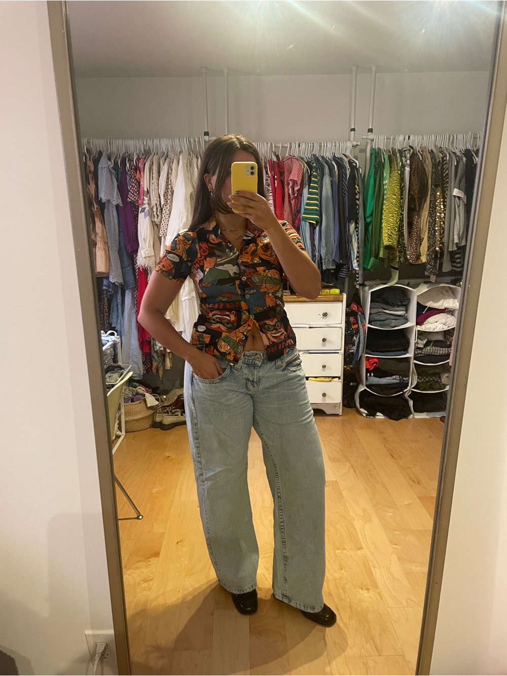 Vintage Smart Set Cartoon Print Button-Down Shirt
